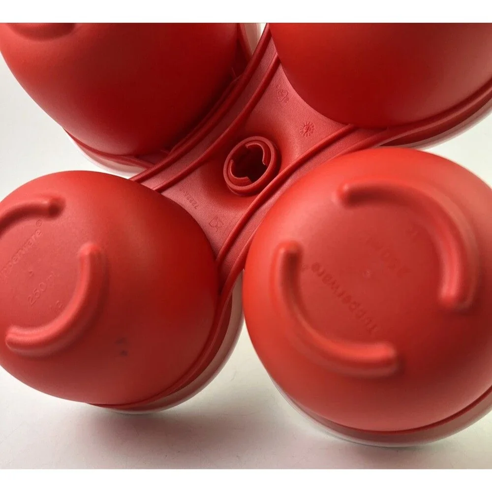 Tupperware Blossom Table Condiment Server Red With White Lids - Complete